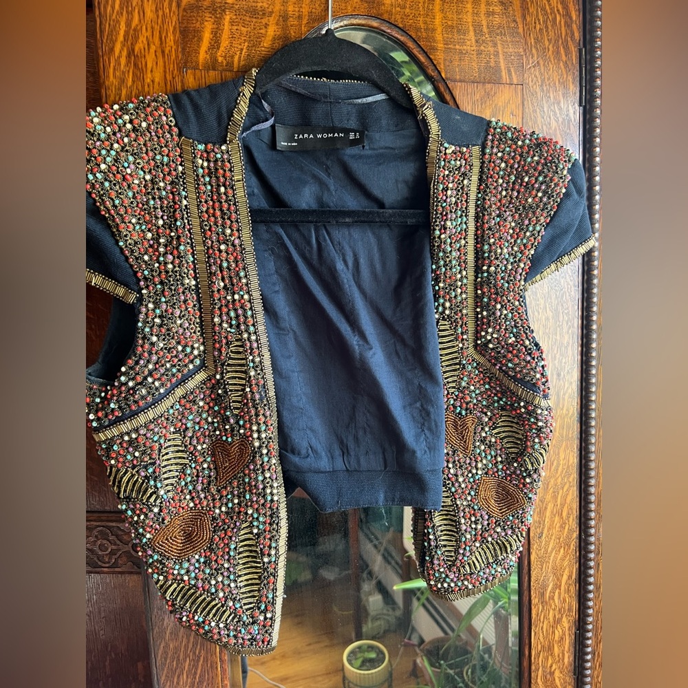 Zara beaded bolero vest